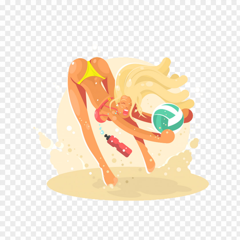 Beach Volleyball Sport Illustration PNG