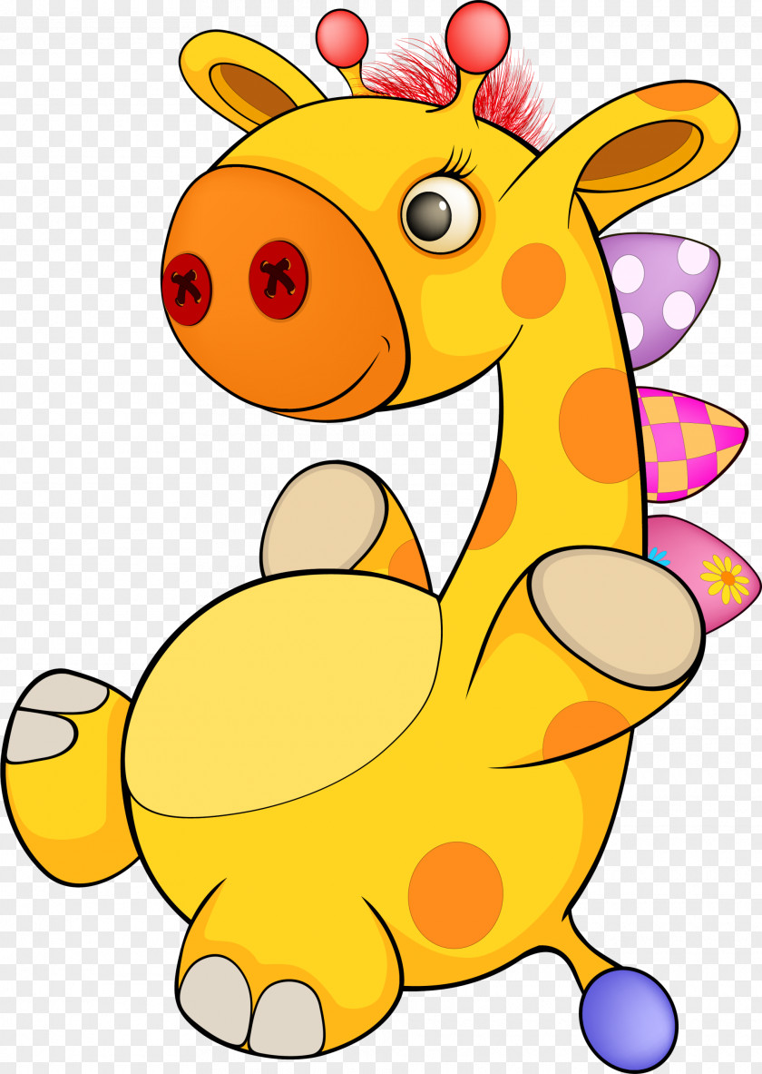 Yellow Cute Giraffe Cartoon Drawing Clip Art PNG