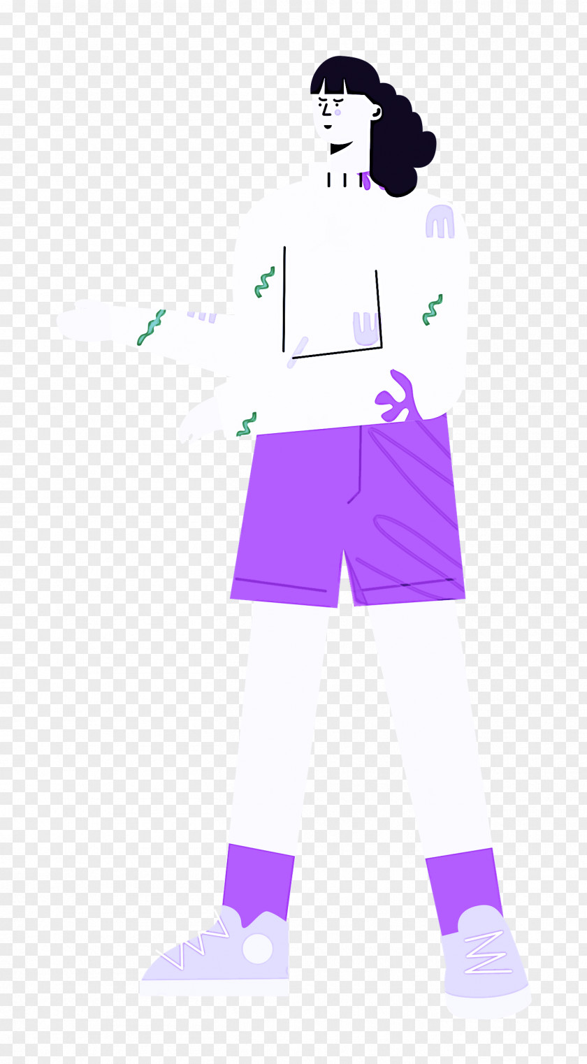 Standing Shorts Woman PNG