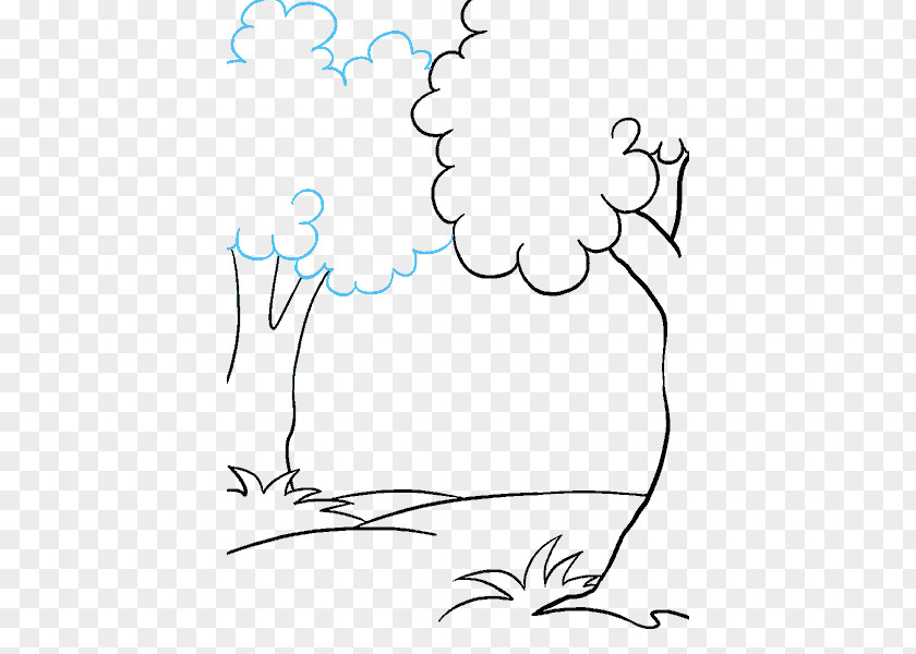 Cartoon Tropical Rainforest Line Art Drawing How To Draw Trees Sketch PNG
