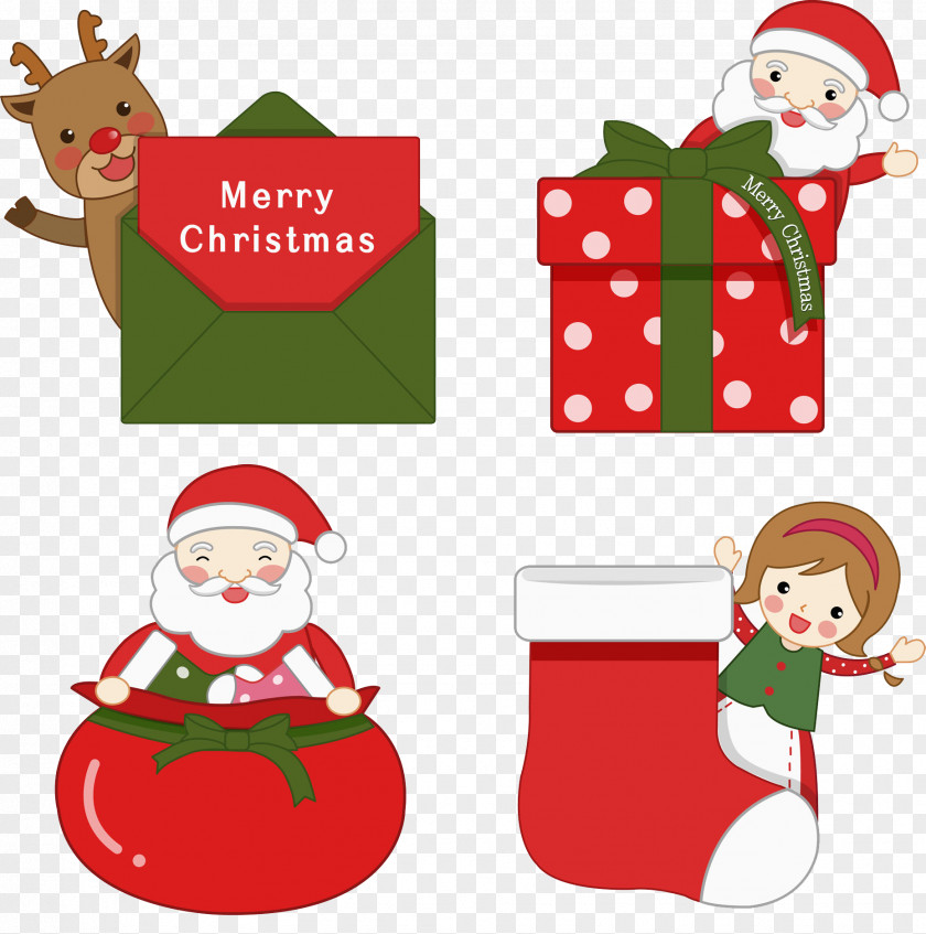 Santa Claus And Presents Christmas Ornament Gift PNG
