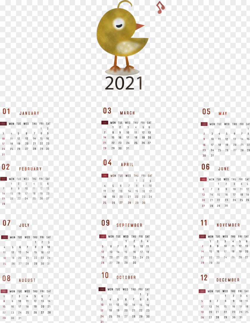 Printable 2021 Yearly Calendar PNG