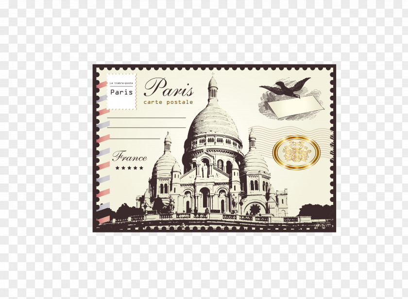 Vintage British Stamp London Paris Paper Postage PNG