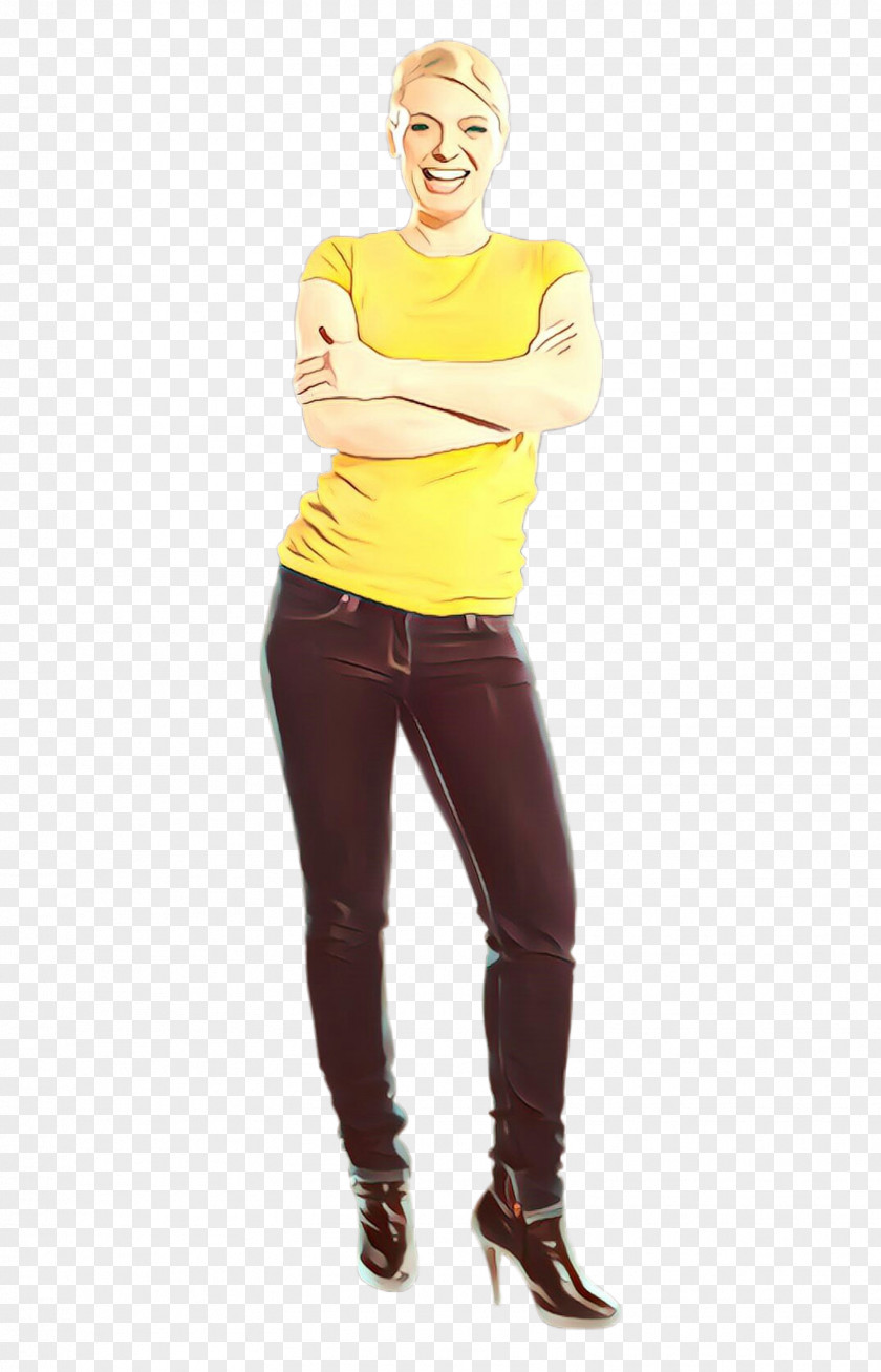 Standing Clothing Yellow Shoulder Leggings PNG