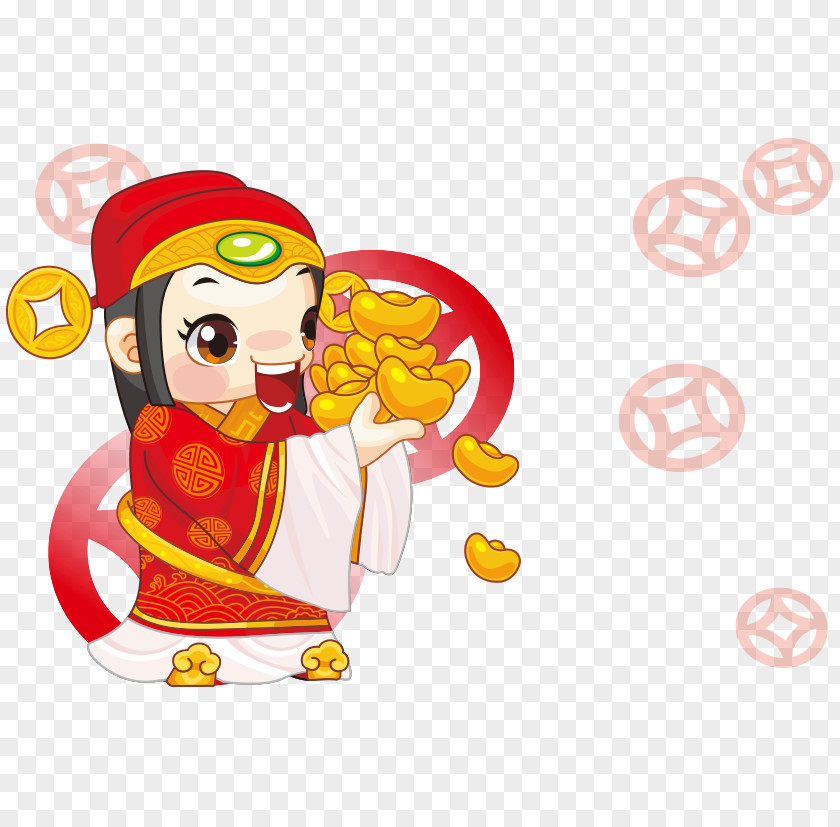 Little Fortune God Caishen Cartoon Lion Dance Illustration PNG