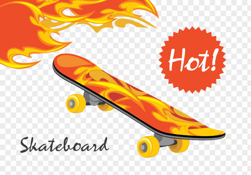 Skateboard With Flame Stock Photography Illustration PNG