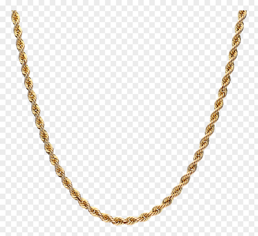 Necklace Rope Chain Jewellery Gold PNG