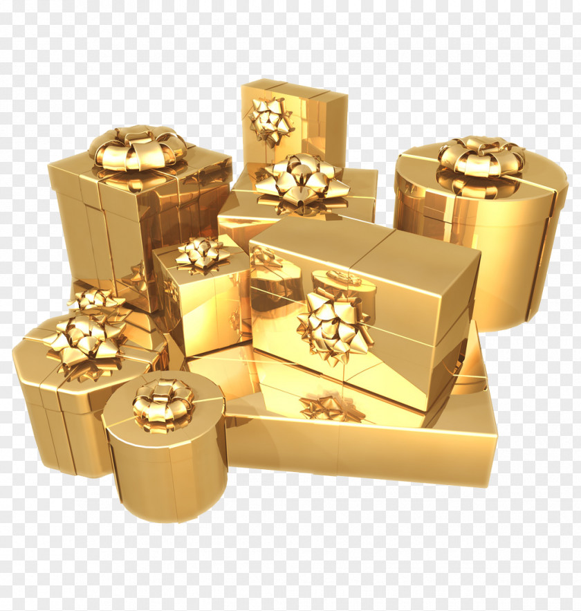 Gold Box Gift Paper Birthday PNG