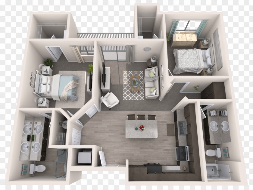3d Floor Plan Azle House Apartment East Lansing PNG