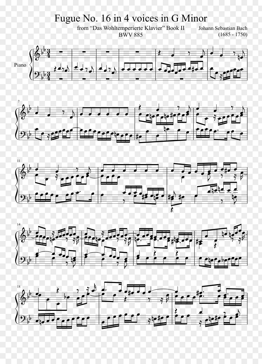 Fugue In G Minor Bwv 578 Minor, BWV Well-Tempered Clavier, Book 2: Prelude And No. 16 861 PNG