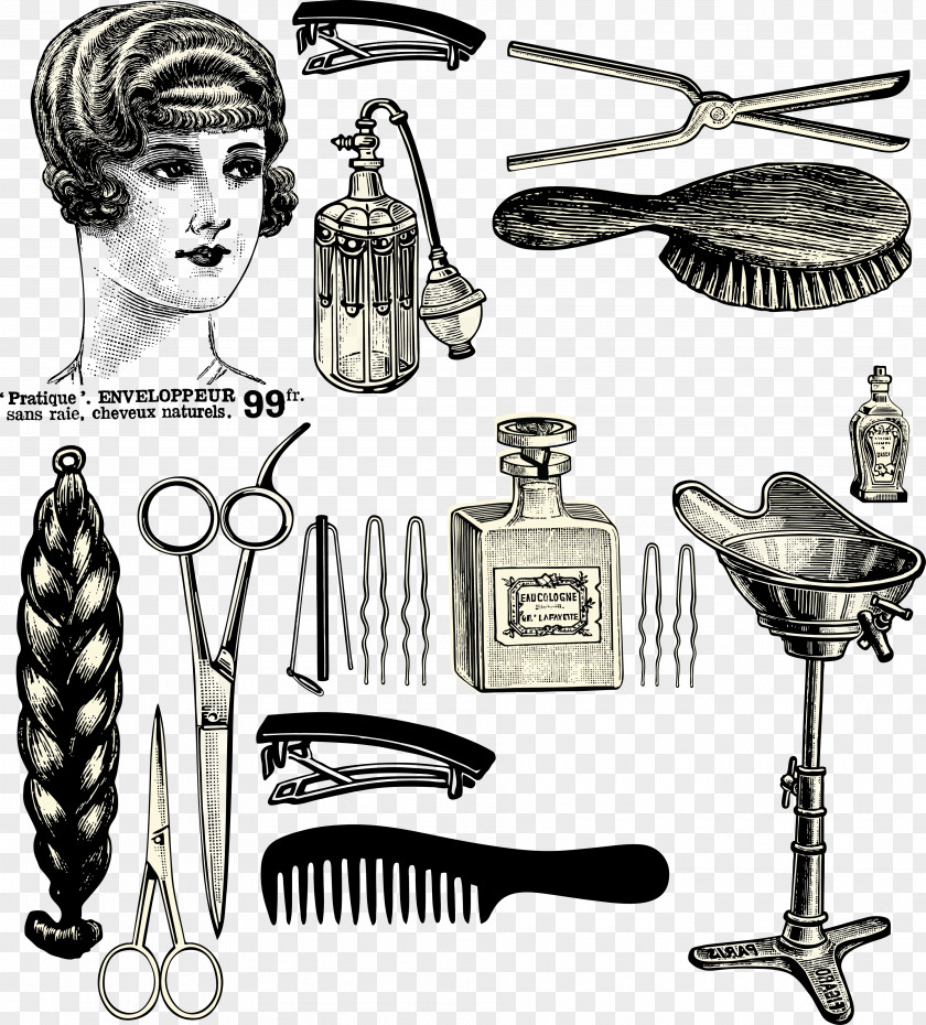 Retro Haircut Material Hairdresser Beauty Parlour Hairstyle Barber PNG