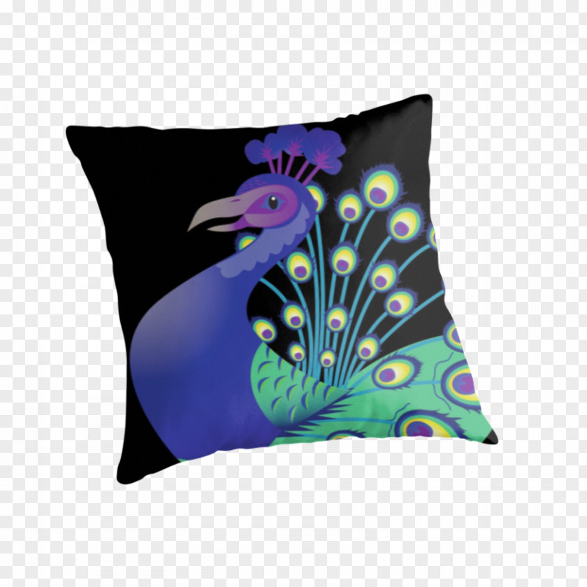 Blue Peacock Throw Pillows Cushion Feather Textile PNG
