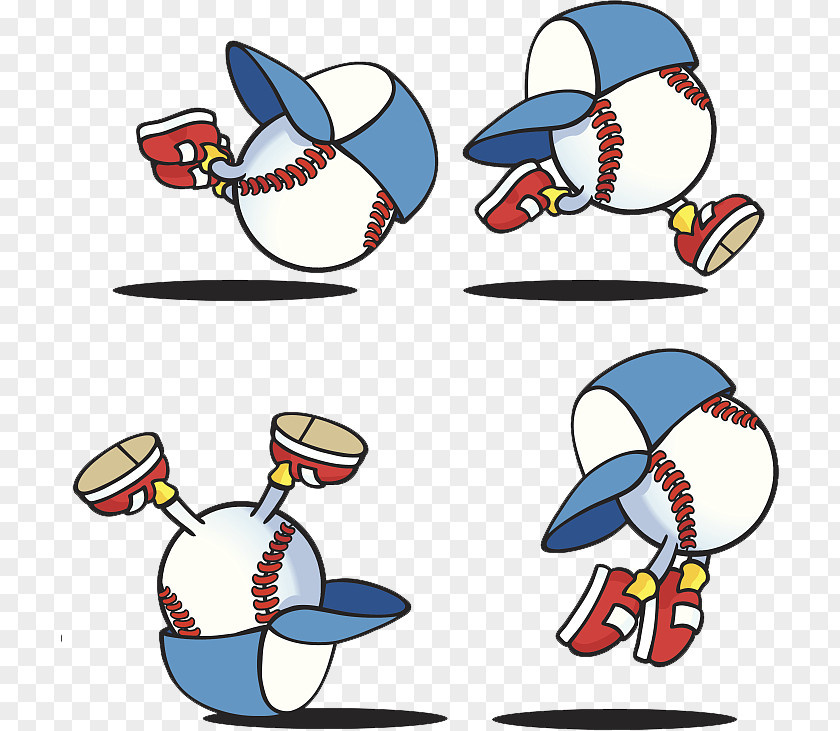 Baseball Cartoon With Blue Hat In Fashion Illustration Clip Art PNG