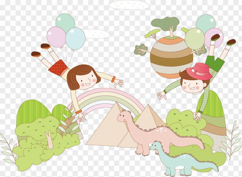 Children's Wonderland Dinosaur Poster Material Child Euclidean Vector PNG