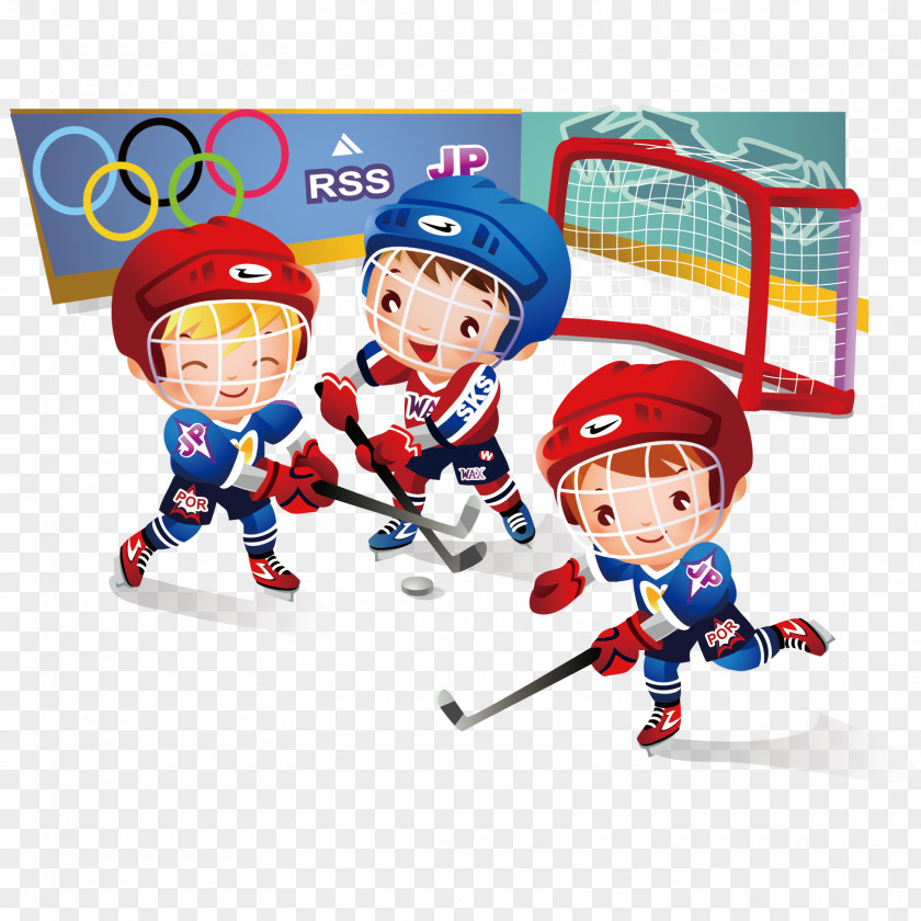 Children's Hockey Vector Material Cartoon Ice At The Olympic Games Clip Art PNG