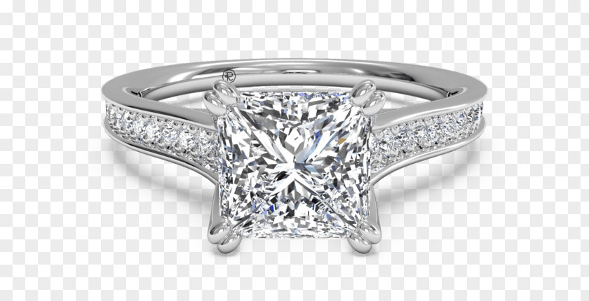Platinum Ring Princess Cut Engagement Diamond Wedding PNG
