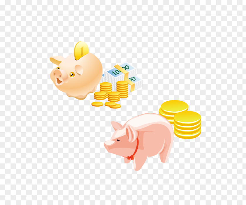 Vector Pig Piggy Bank Money Coin Saving Banknote Icon PNG