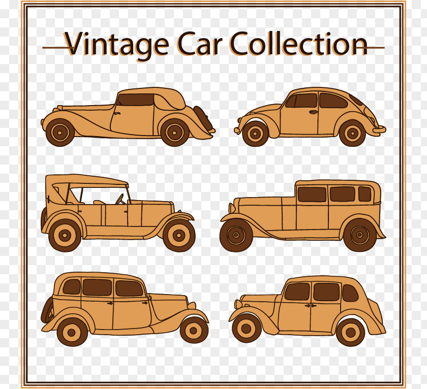 6 Vintage Cars PNG
