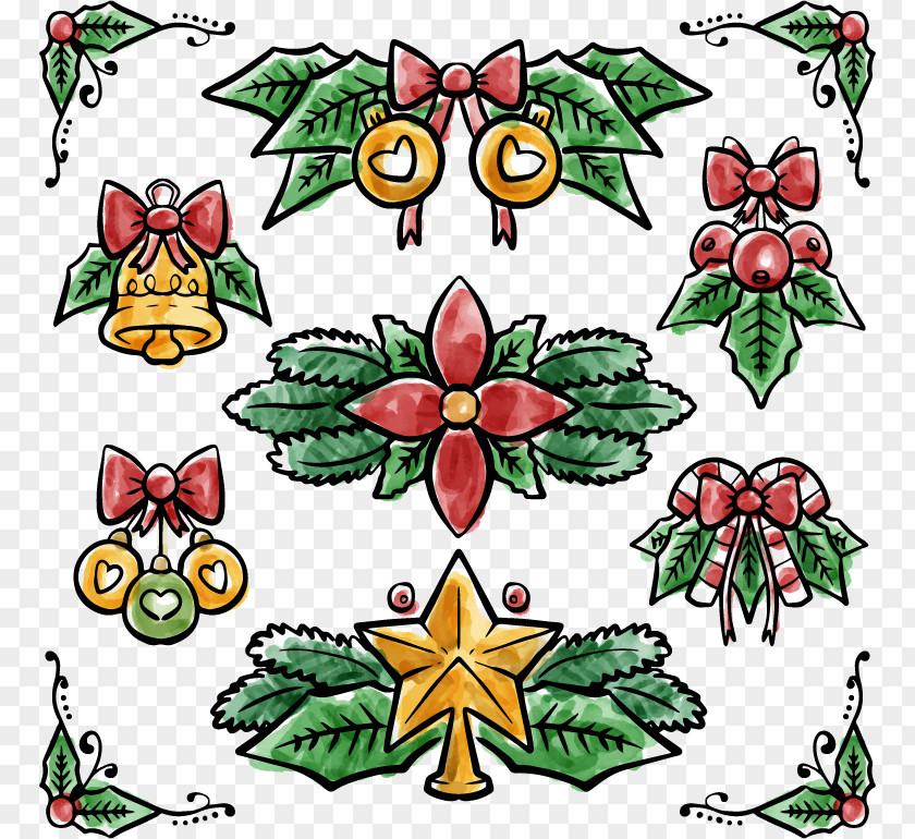 Christmas Decorative Hand-painted Watercolor Painting PNG