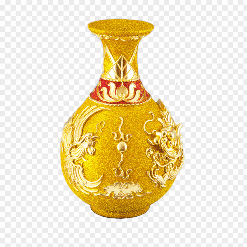 Gilt Bottle Vase PNG