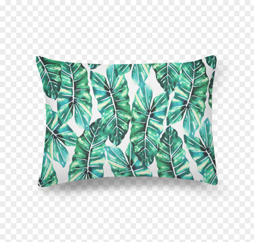 Watercolor Tropical Leaf Throw Pillows Cushion Rectangle PNG