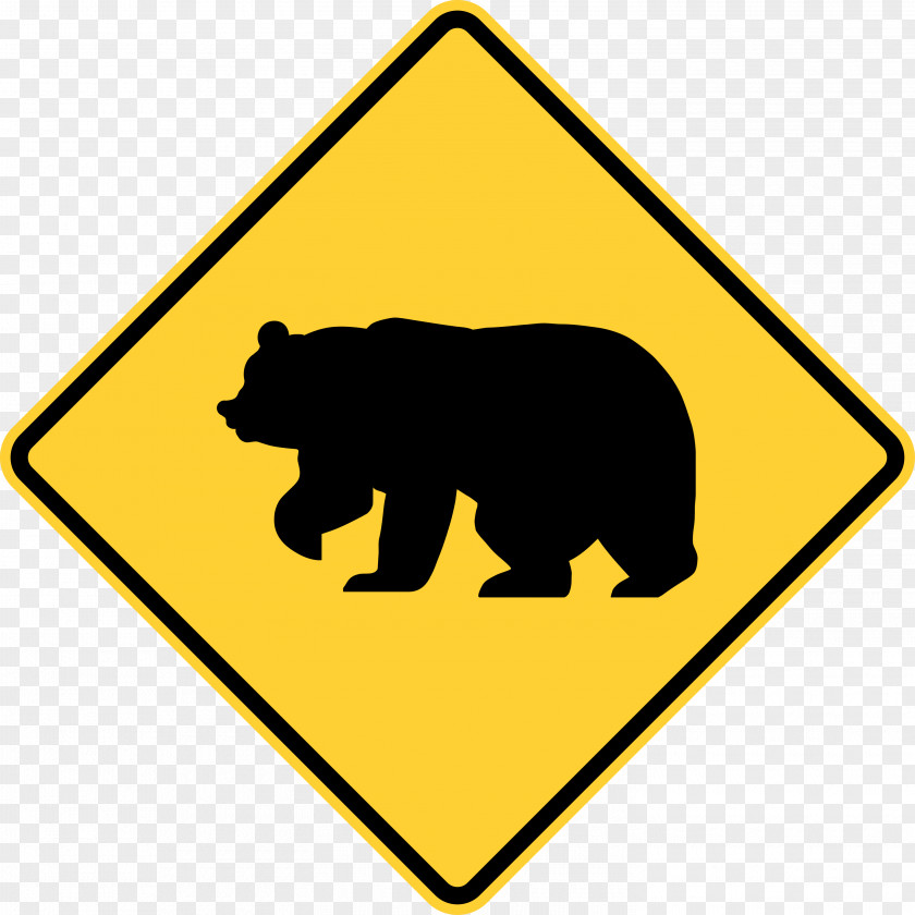 Wild Animals American Black Bear Warning Sign Traffic PNG