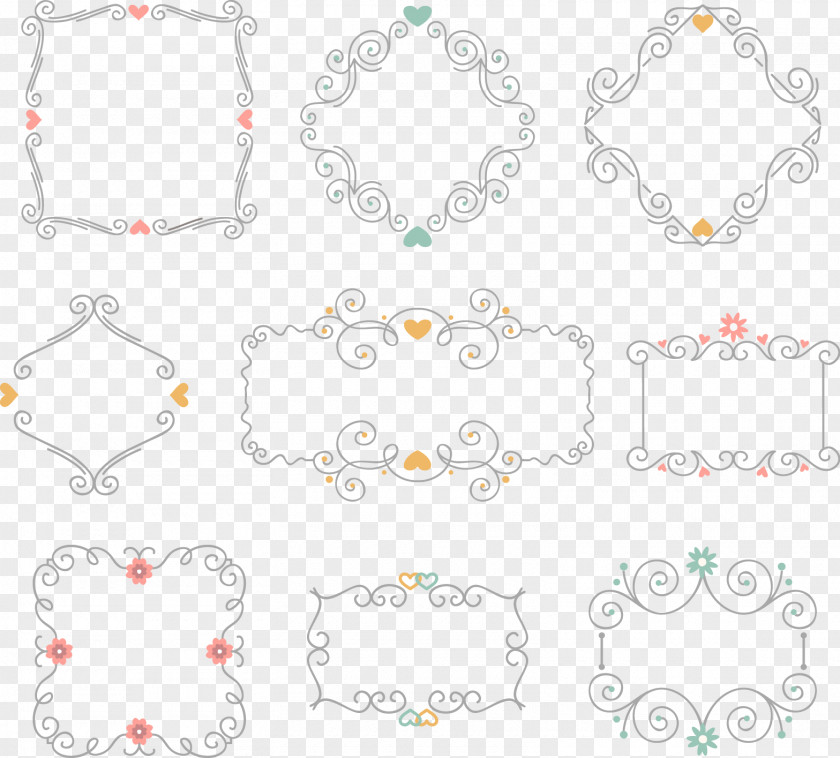 Hand-painted Pattern Vector Border 9 Line Angle Point PNG