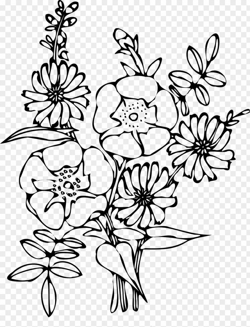 Flower Floral Design Bouquet Coloring Book Clip Art PNG