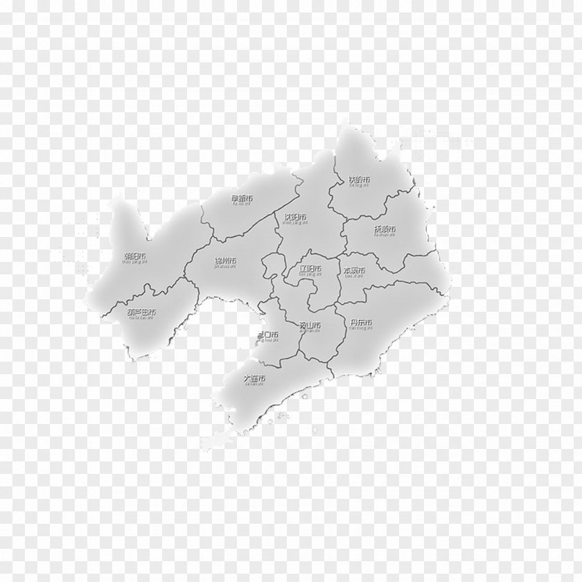 Map Of Liaoning City Distribution White Black Font PNG