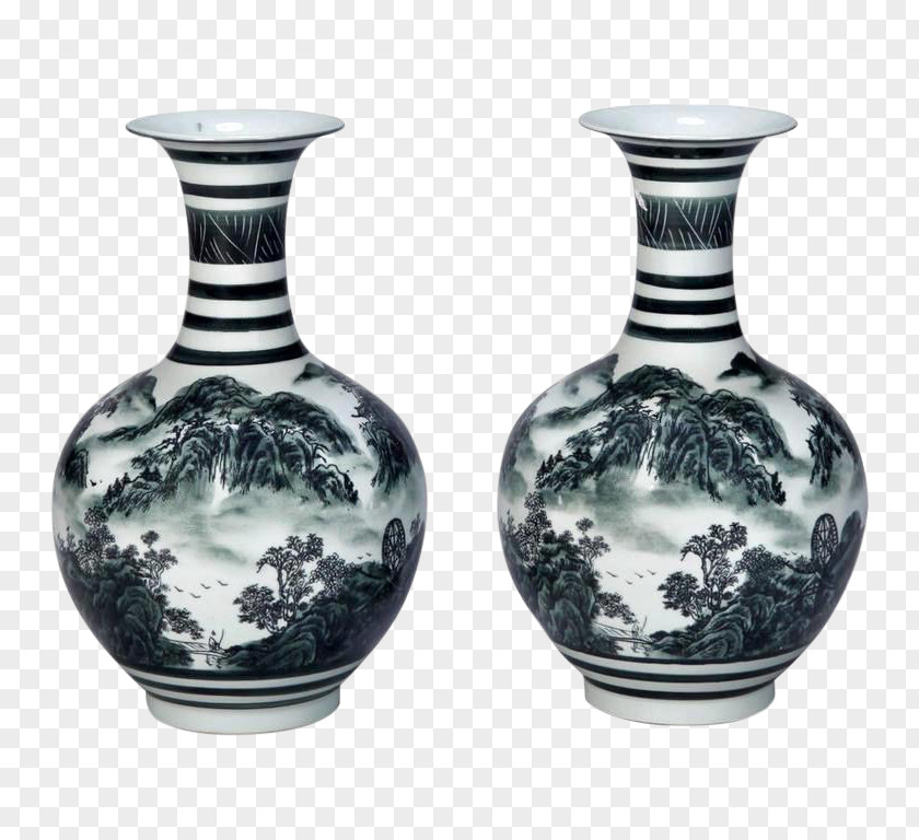 Vase Blue And White Pottery Chinese Ceramics PNG