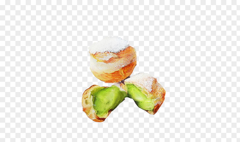 Hand-painted Green Tea Bread Stock Image Food Japanese Cuisine Profiterole Shabu-shabu Illustration PNG