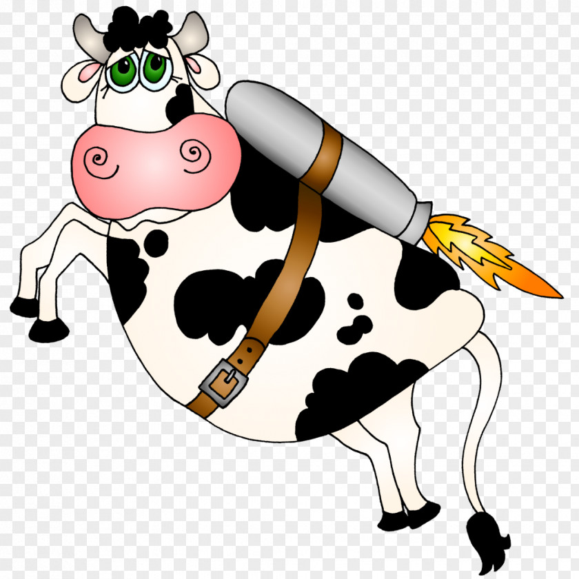 Flying Cow Dairy Cattle Cartoon Character Illustration PNG