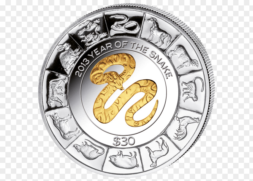 Snake Coin Silver Chinese Astrology Horoscope PNG
