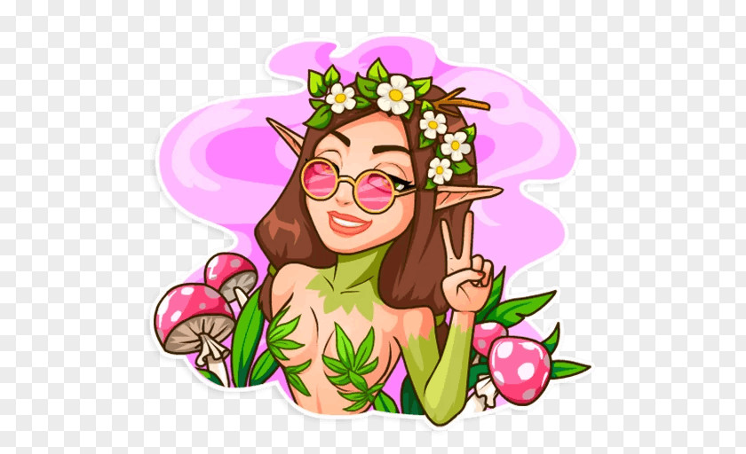 Wood Nymph Telegram Sticker Clip Art Floral Design PNG