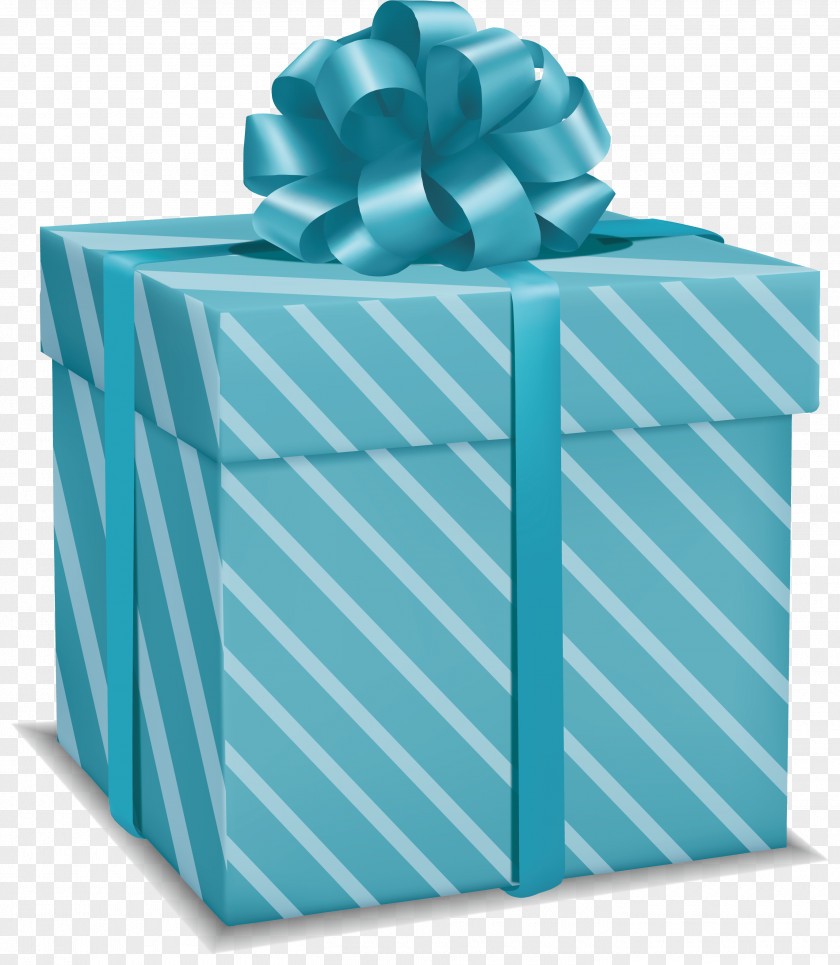 Vector Hand-painted Blue Gift Box PNG