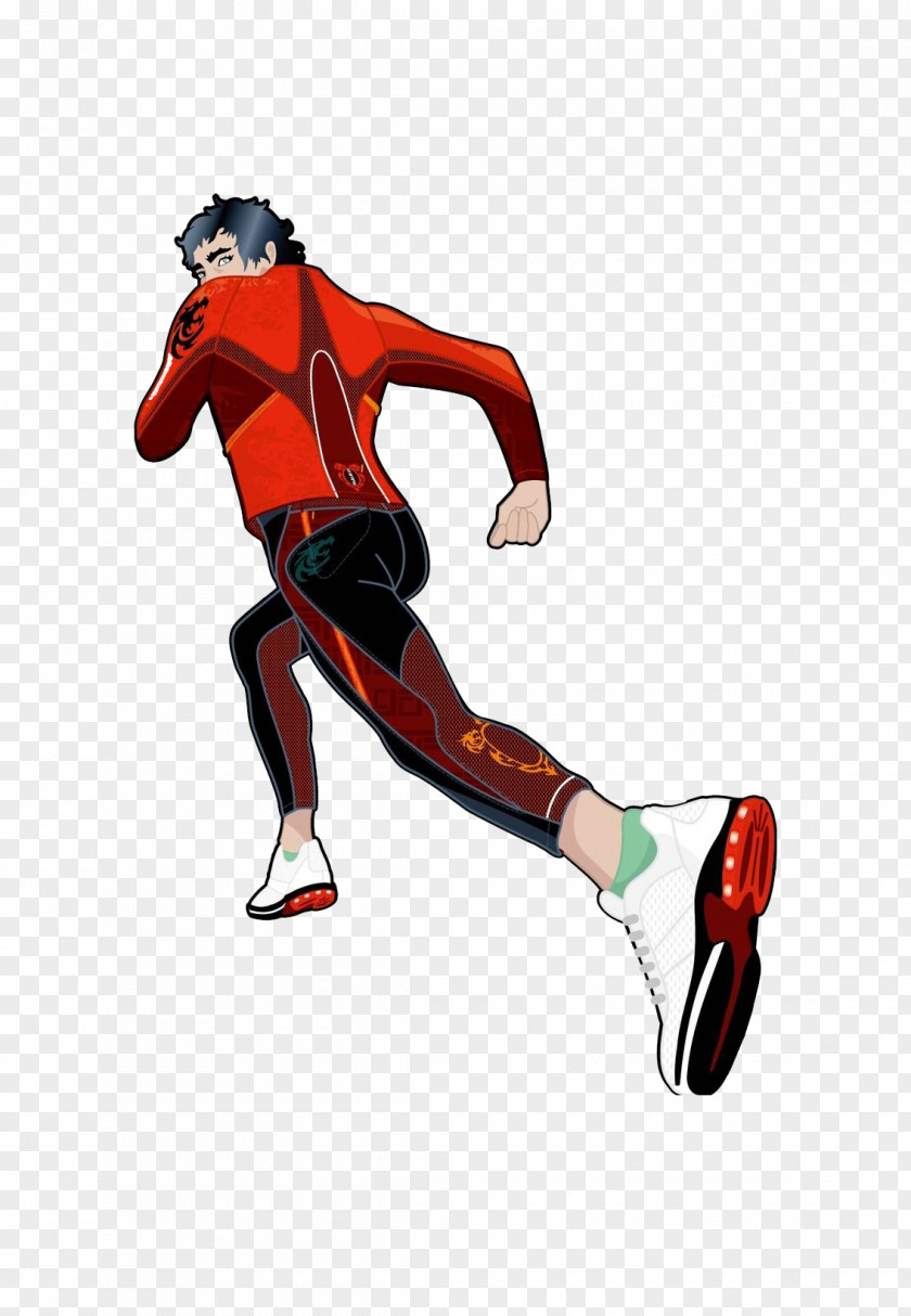 Cartoon Man Running Sport Painting Illustration PNG