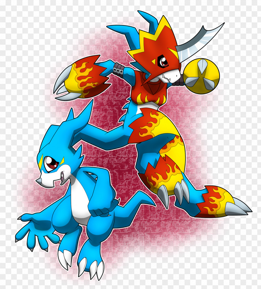 Digimon Davis Motomiya Veemon Flamedramon Art PNG