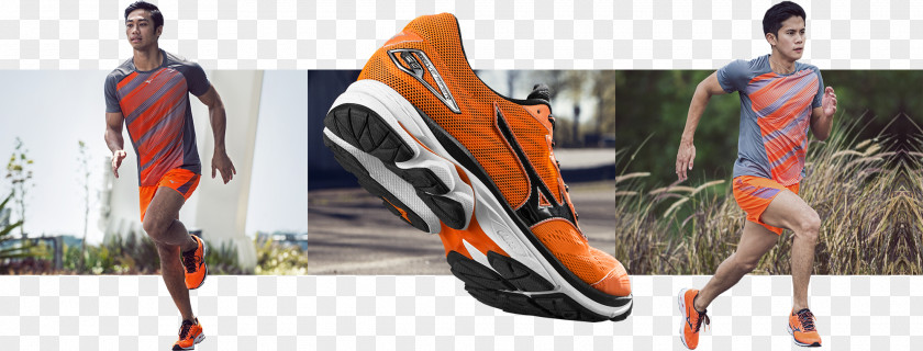 Orange Wave Mizuno Corporation Sneakers Shoe Running PNG