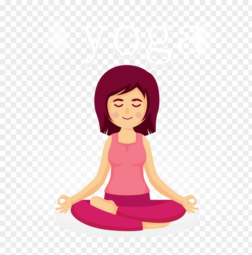 Cartoon Practicing Yoga Woman Vector Material Euclidean Animation PNG