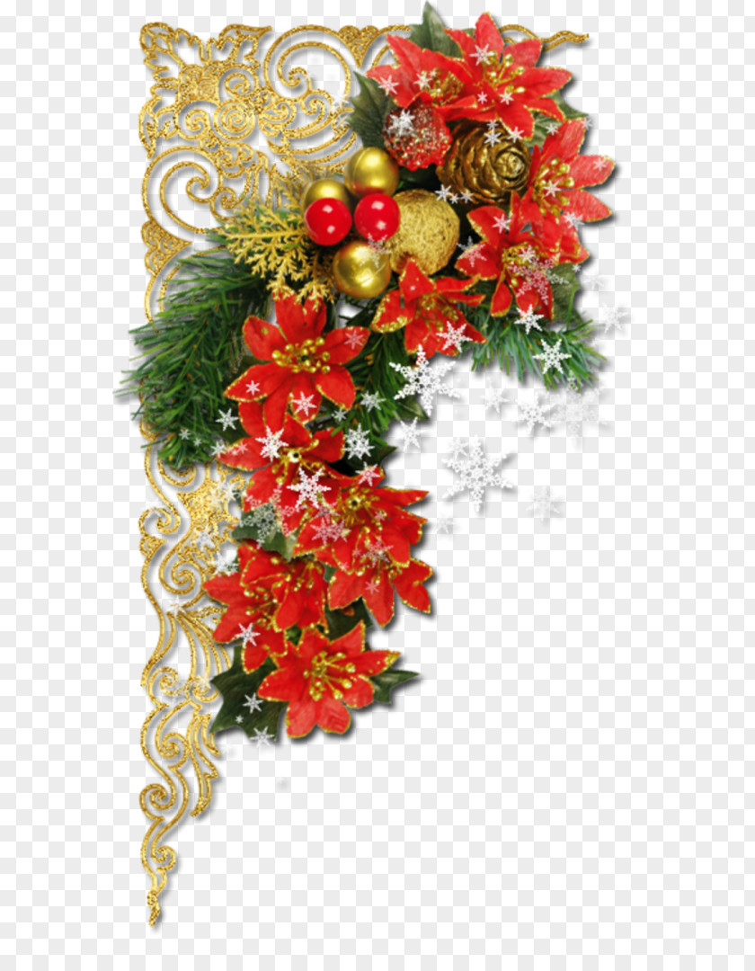 Christmas Floral Design Ornament Cut Flowers PNG