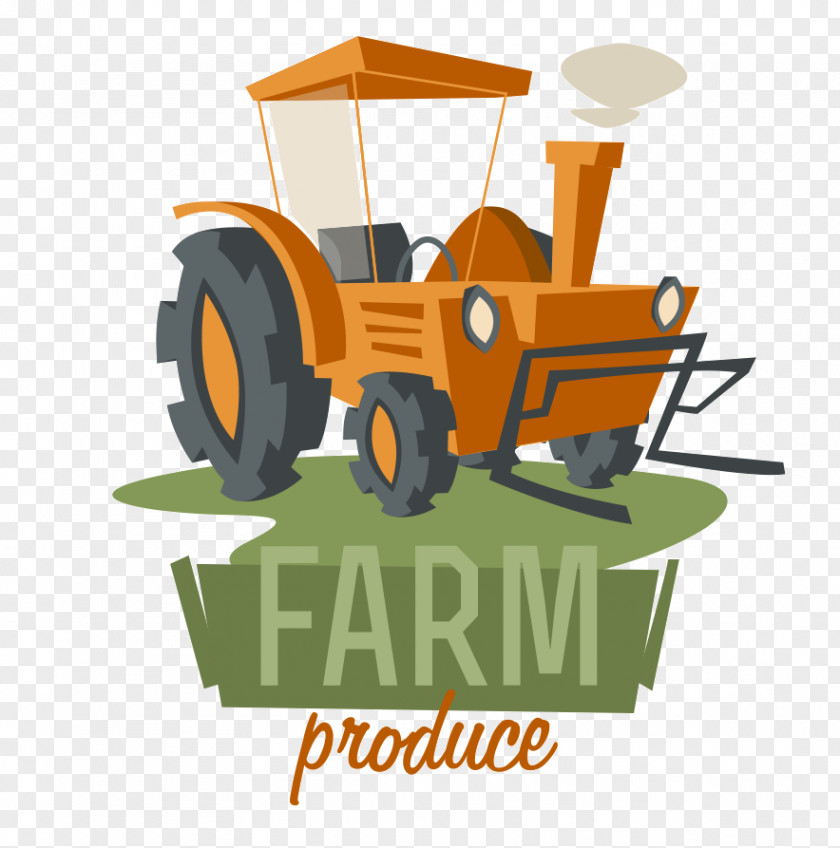 Farm Scene Agriculture Tractor Cattle PNG