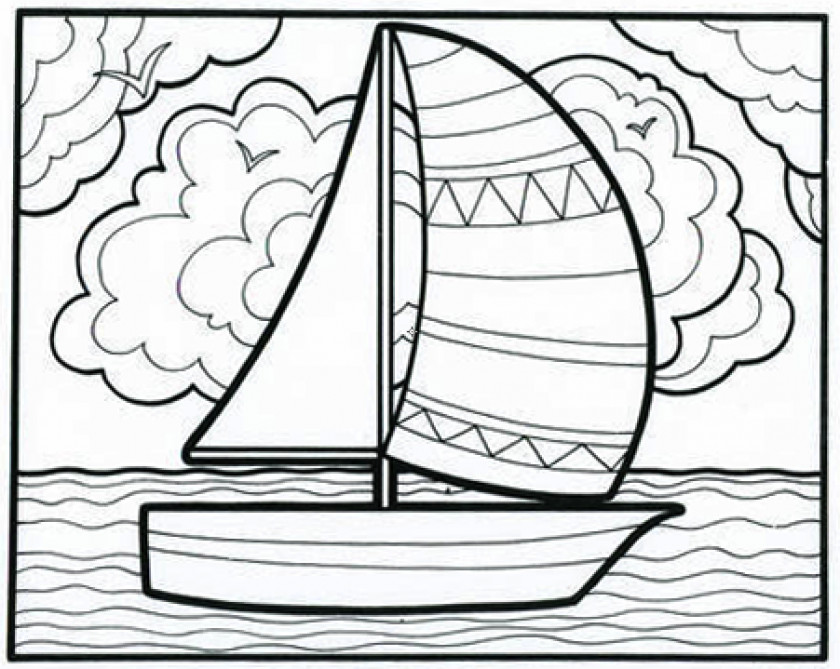 Sailboat Pictures For Kids Coloring Book Doodle Page PNG