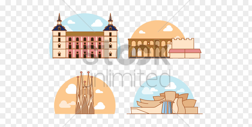 Building National Monuments Of Spain Sagrada Família Vector Graphics Illustration Architecture PNG