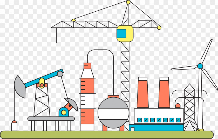 Oil Processing Petroleum Refinery Factory Illustration PNG