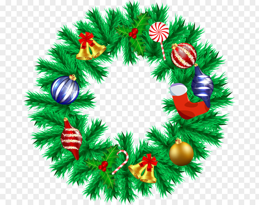 Vector Christmas Wreath Tree Clip Art PNG