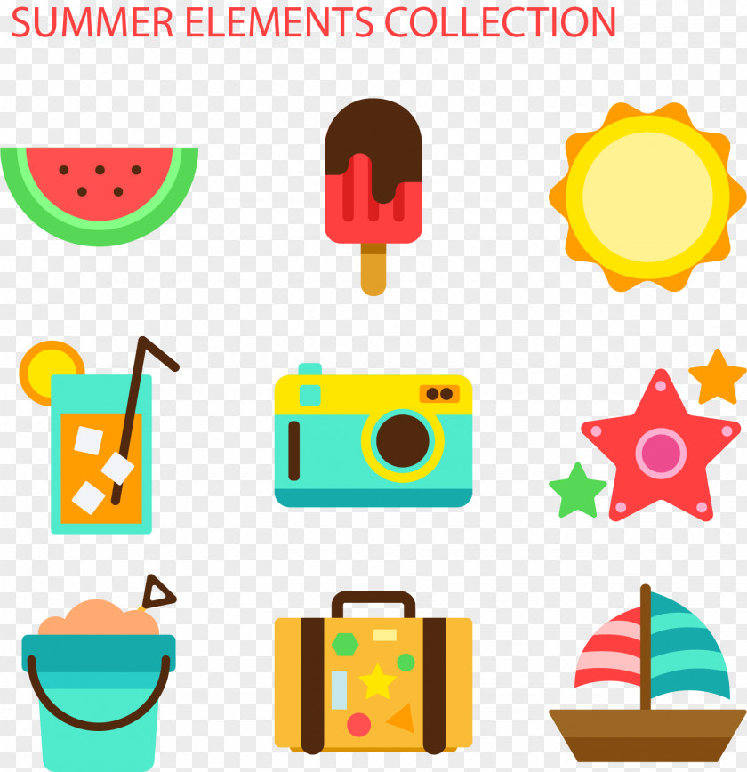 Vector Hand Painted Summer Pattern Euclidean Icon PNG