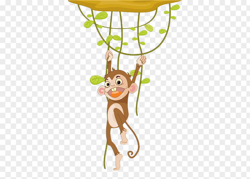 Lovely Monkey Cartoon Illustration PNG
