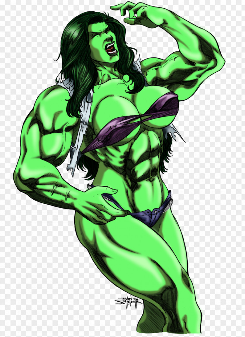 She Hulk Superhero Supervillain Cartoon Costume Design PNG