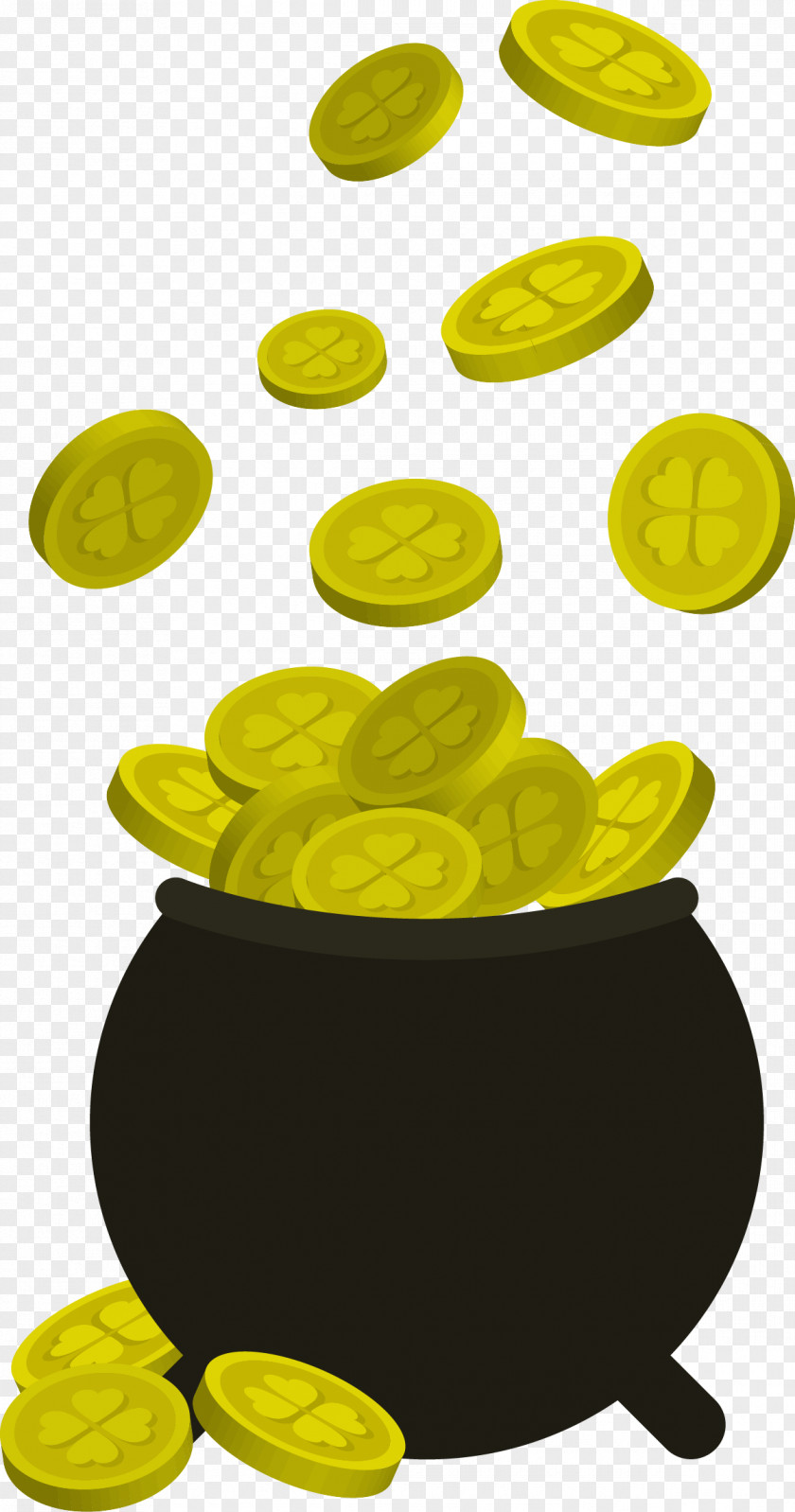 Vector Flat Gold Coin Bottle Picture PNG