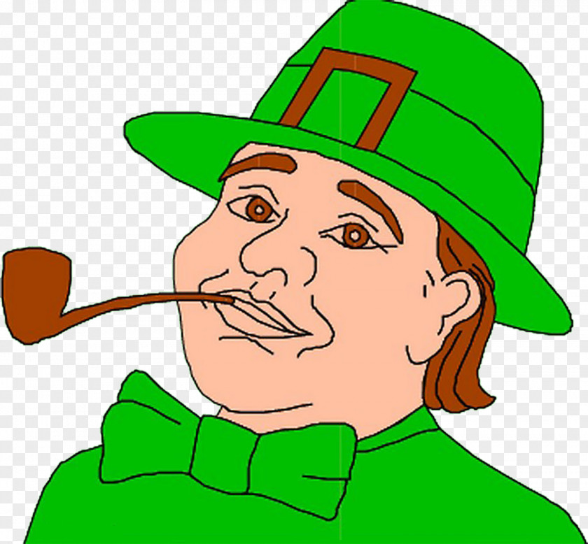 Cartoon Smoking Man Ireland Leprechaun Saint Patrick's Day Clip Art PNG